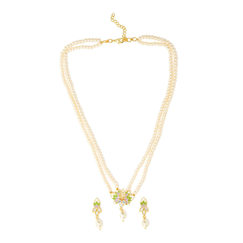 Voylla Festive Hues Pearl Multi Colour Jewellery Set