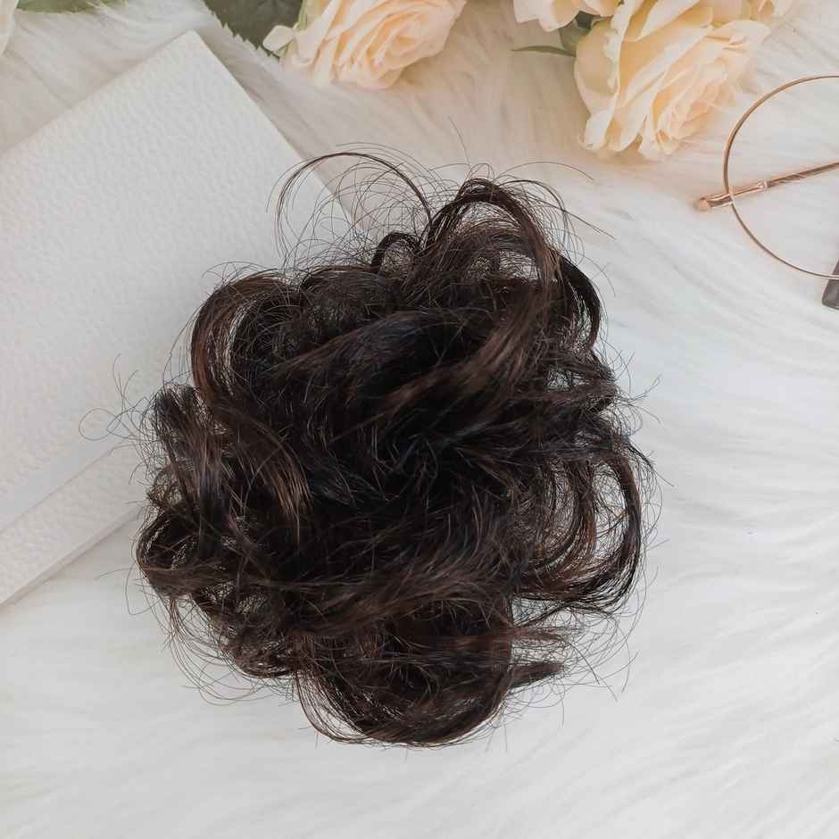 The Opal Factory | Messy Hair Bun Scrunchie for Girls and Women | 1 Pc | Natural Dark Brown