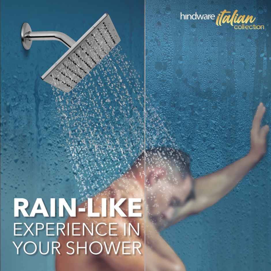 Hindware 200 mm Stainless Steel Easy Clean Rain Shower Without Arm - Square Head