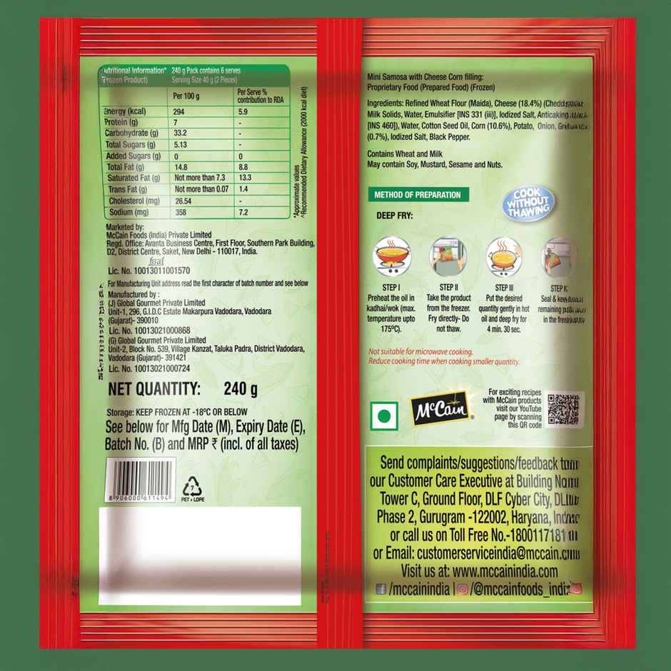 McCain Cheese Corn Mini Samosa | Crispy Snack