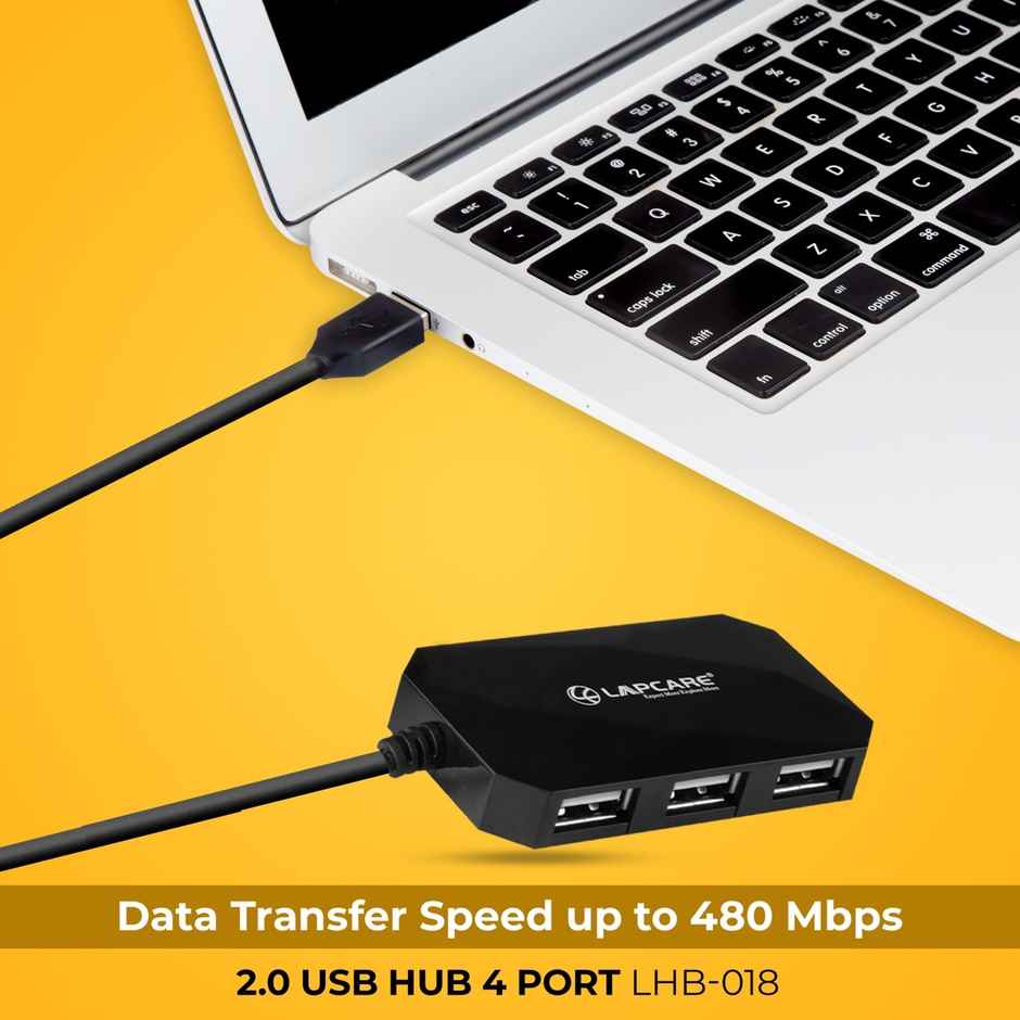 Lapcare 4-Port Hub, Usb 2.0 , Support Data Transfer Rate 1.5/12/480Mb/S With 1Meter Cable