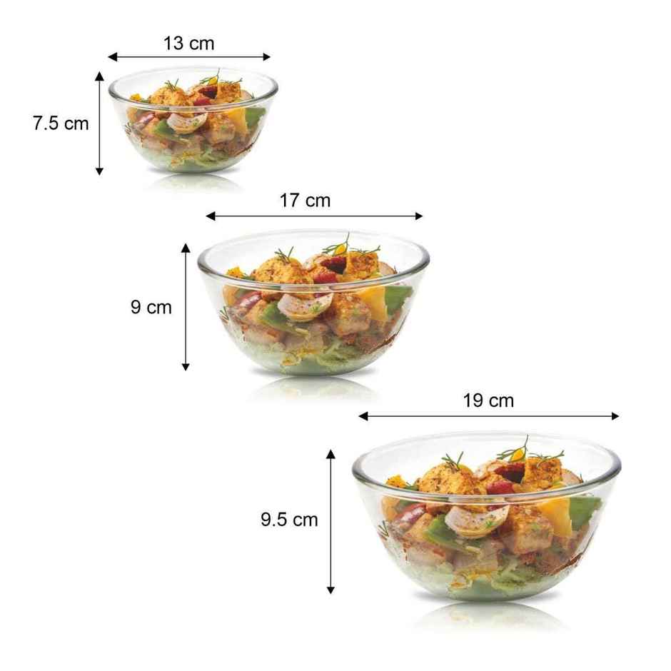SignoraWare Mixing Bowl Borosilicate Glass, Set/3, 500Ml+1000Ml+1500Ml, 1208Clear