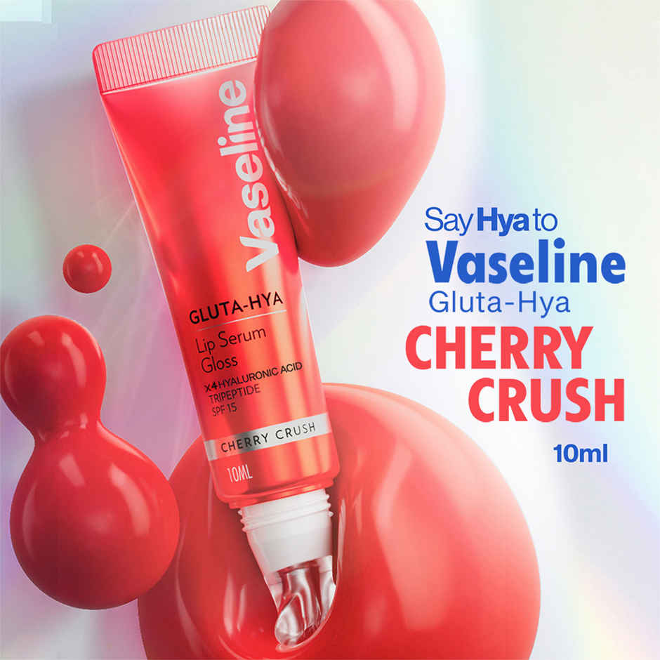 Vaseline Gluta-Hya Cherry Crush Lip Serum Gloss | 4X Hyaluronic Acid & Tripeptide | SPF 15