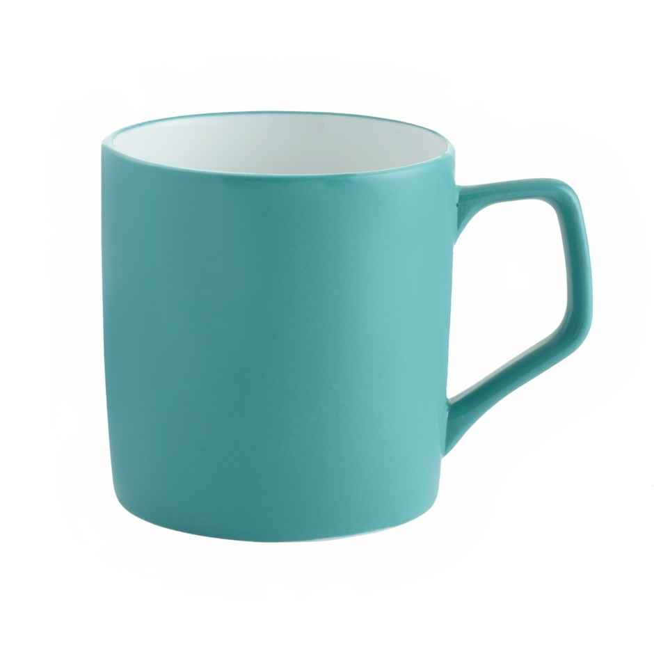 Clay Craft Fine Ceramic Director Coffee Mug Set | Set Of 4 | Teal and Yellow