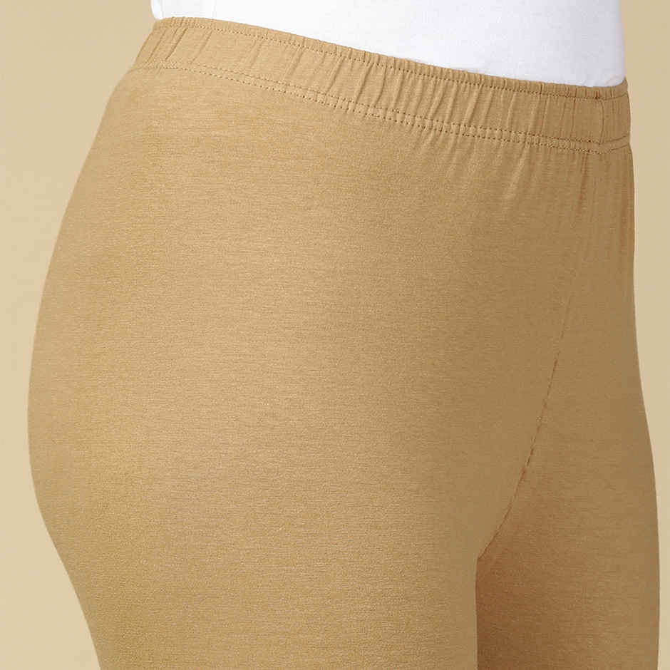 PYNK By Lux Cozi Super Soft 360 Stretch Premium Cotton Capri | Beige | Free Size