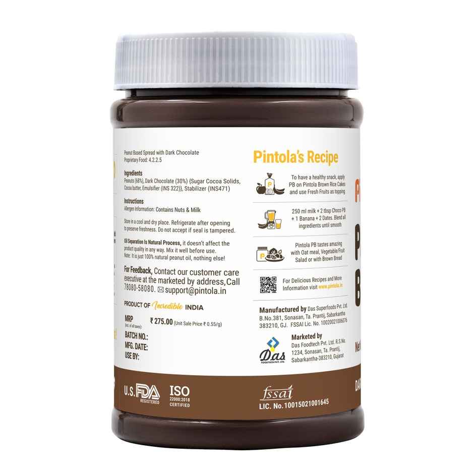 Pintola Peanut Butter Chocolate Flavour Creamy - 18.6G Protein & 5.2G Dietary Fiber