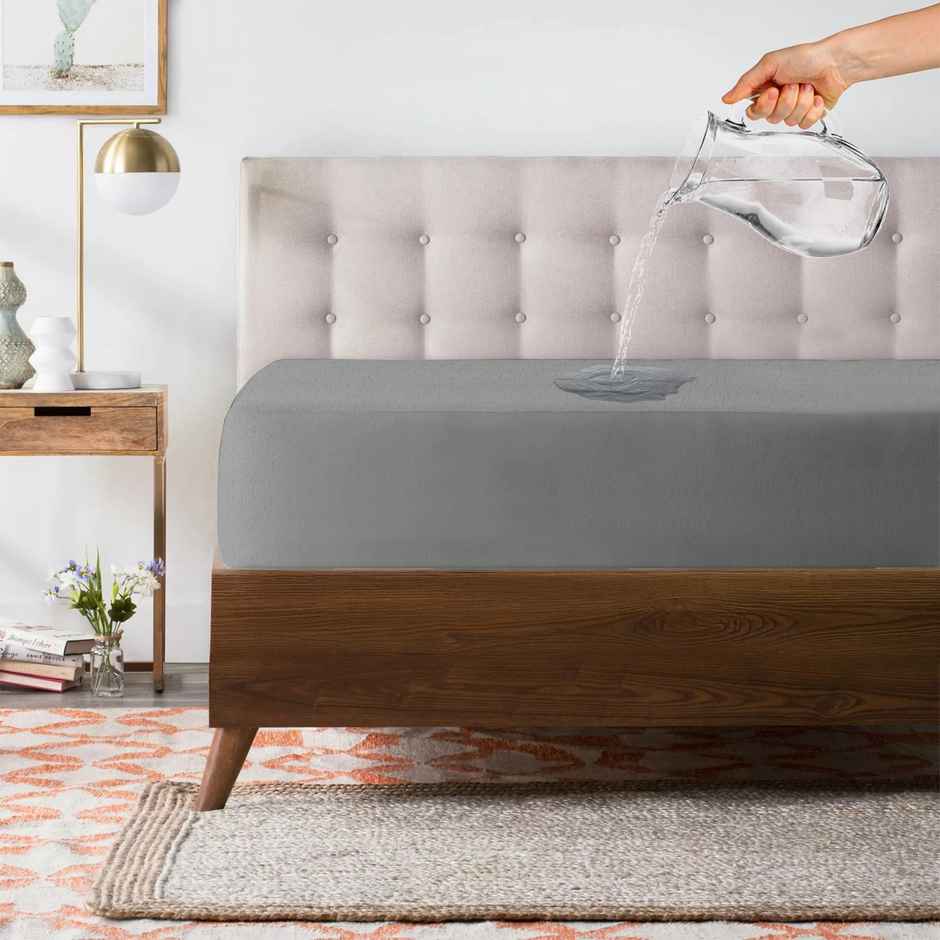 Story@Home Terry 100% Waterproof and Dustproof Single Size Mattress Protector Gray | 78 x 36 Inch