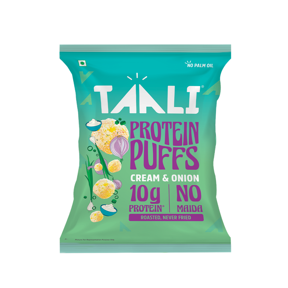 Taali Protein Puffs - Cream & Onion, Roasted, Corn & Jowar Puff, No Maida