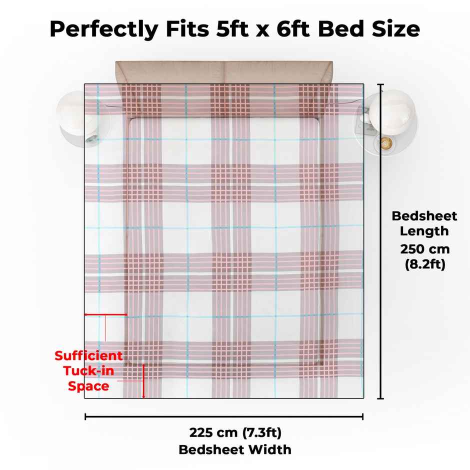 Story@home 144 TC Cotton Double Printed Flat Bedsheet (Red, Pink)