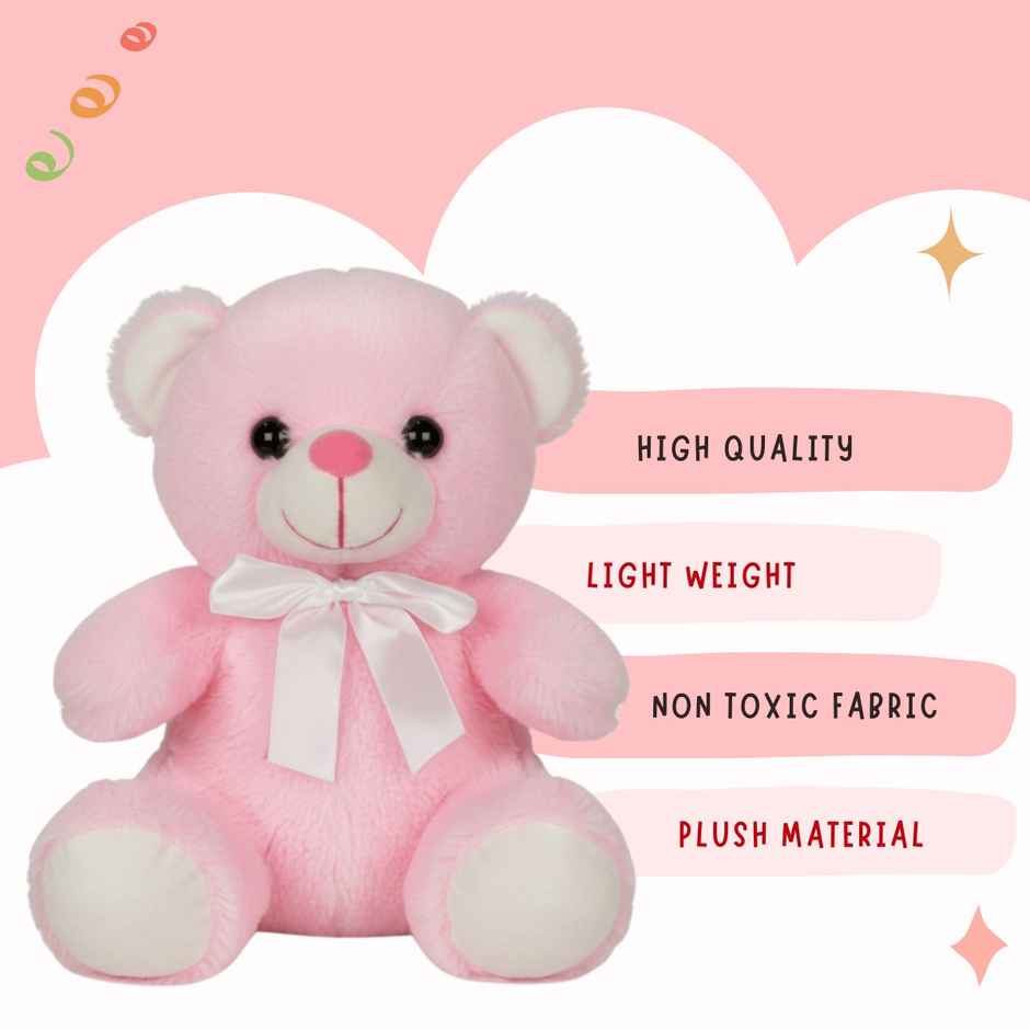Teddy Bear Soft Toy | Plush Stuffed Animal Toy | Birthday Gift for Kids | Pink | 25 cm