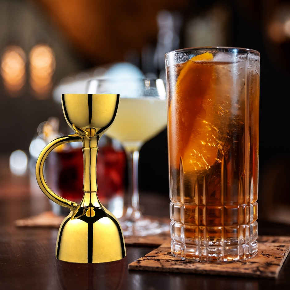 Bar Box Stainless Steel Bar Jigger Peg Measurer Cocktail Measuring Cups Bell Gold Plated