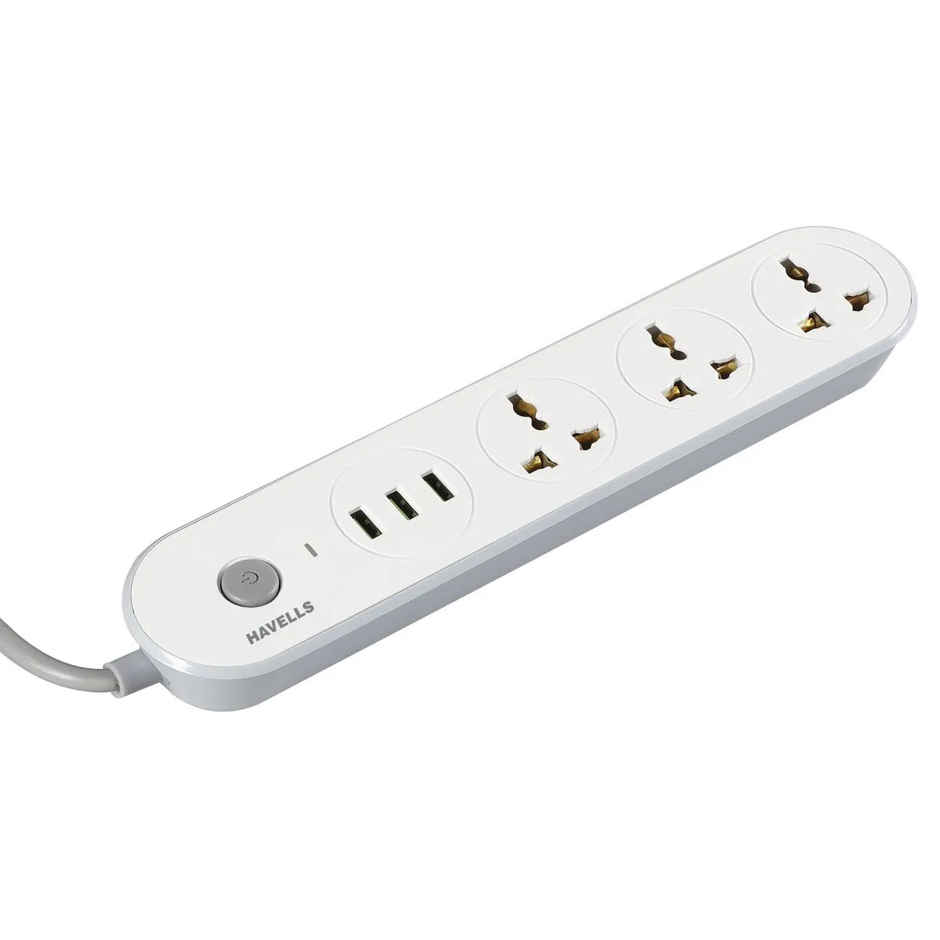 Havells Usb Star Extension Board - 1.5Mtr, 3 USB, 3+1, 3 Pin (1.5m Length)