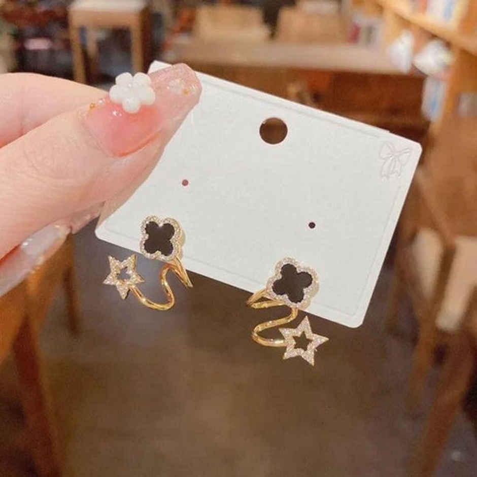 Estailo Fashion Women's Jewellery Earrings Black Gold One Size | E0001473