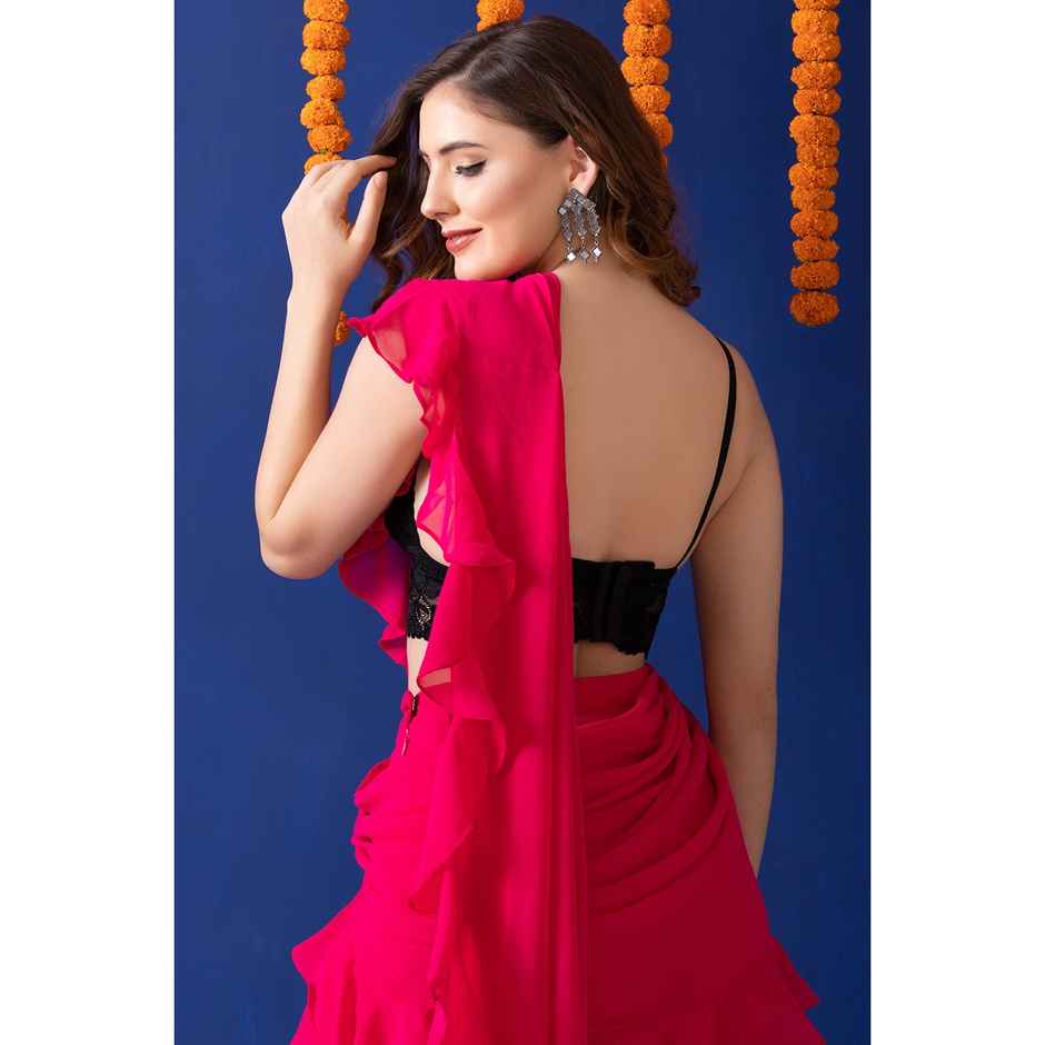 Clovia Women Non-Padded Non-Wired Demi Cup Longline Bralette - Lace | Black | 36C