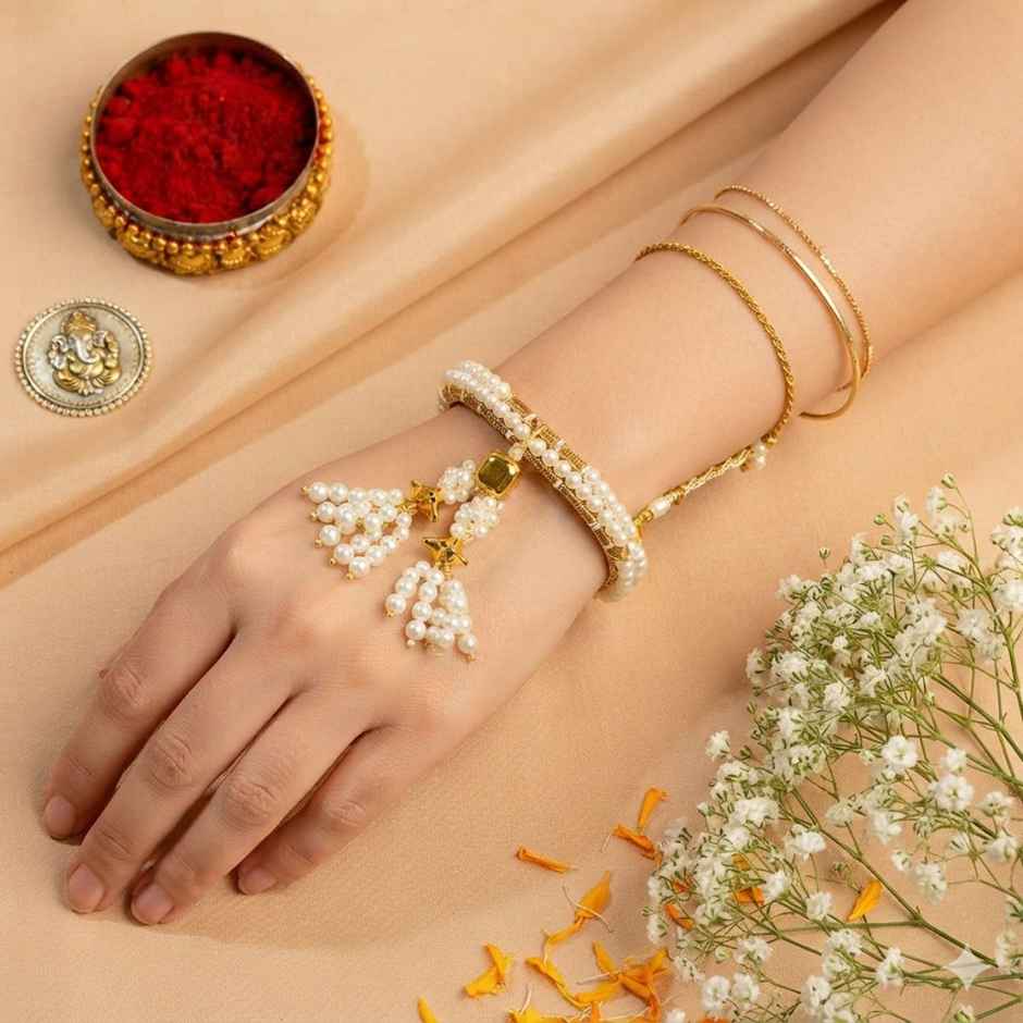 Lumba Rakhi for Bhabhi and Sister | with Roli Chawal | Pack of 1 | Tied Ribbons