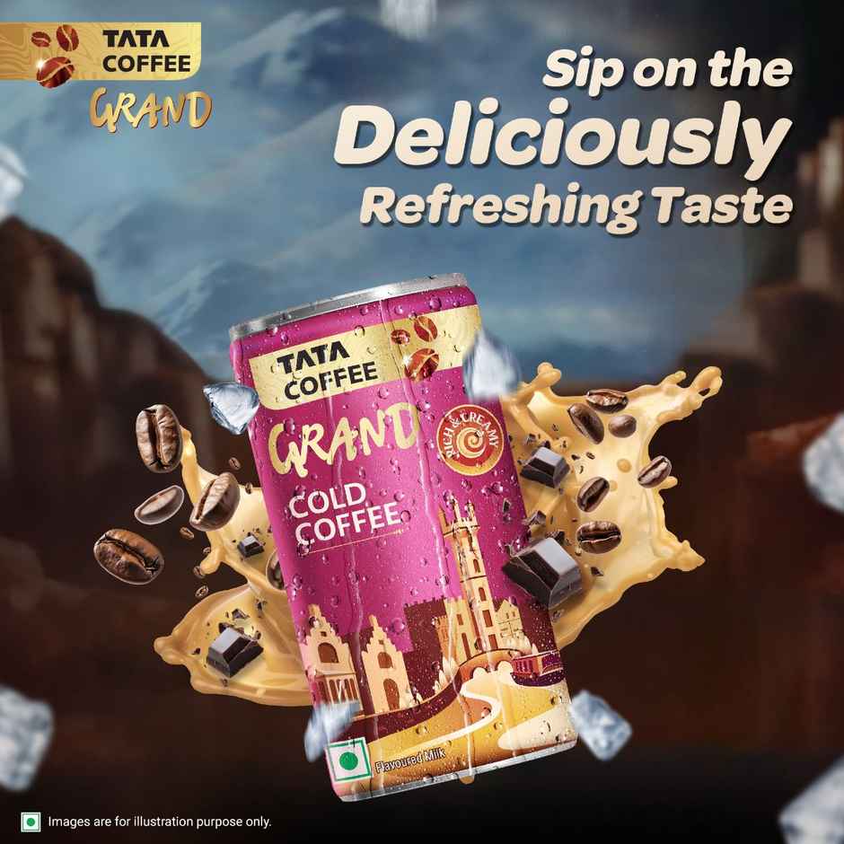 Tata Coffee Grand Ready To Drink Cold Coffee, Belgian Chocolate, Flavoured Milk | Coffee Can