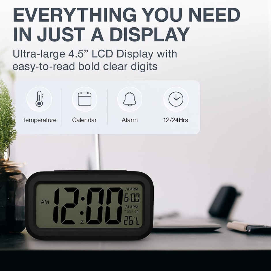 Zedak Digital Table Alarm Clock | Black