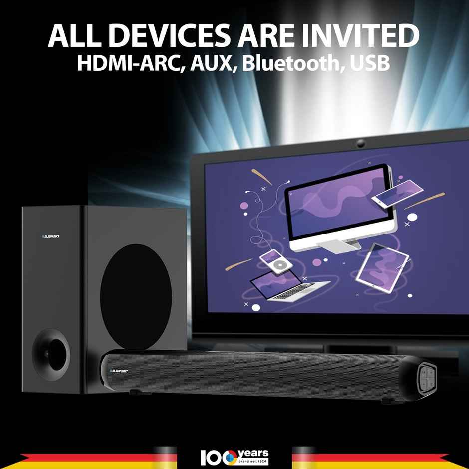 Blaupunkt Sbw100 Pro+ 100 W Bluetooth Soundbar (Black, 2.1 Channel)