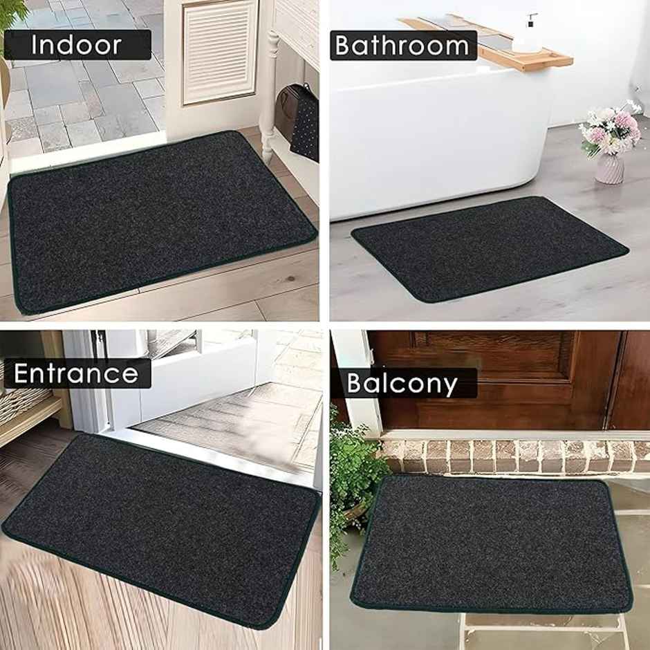 Kuber Industries Microfibre Anti-Skid Door Mats | Maroon & Grey | Pack of 2
