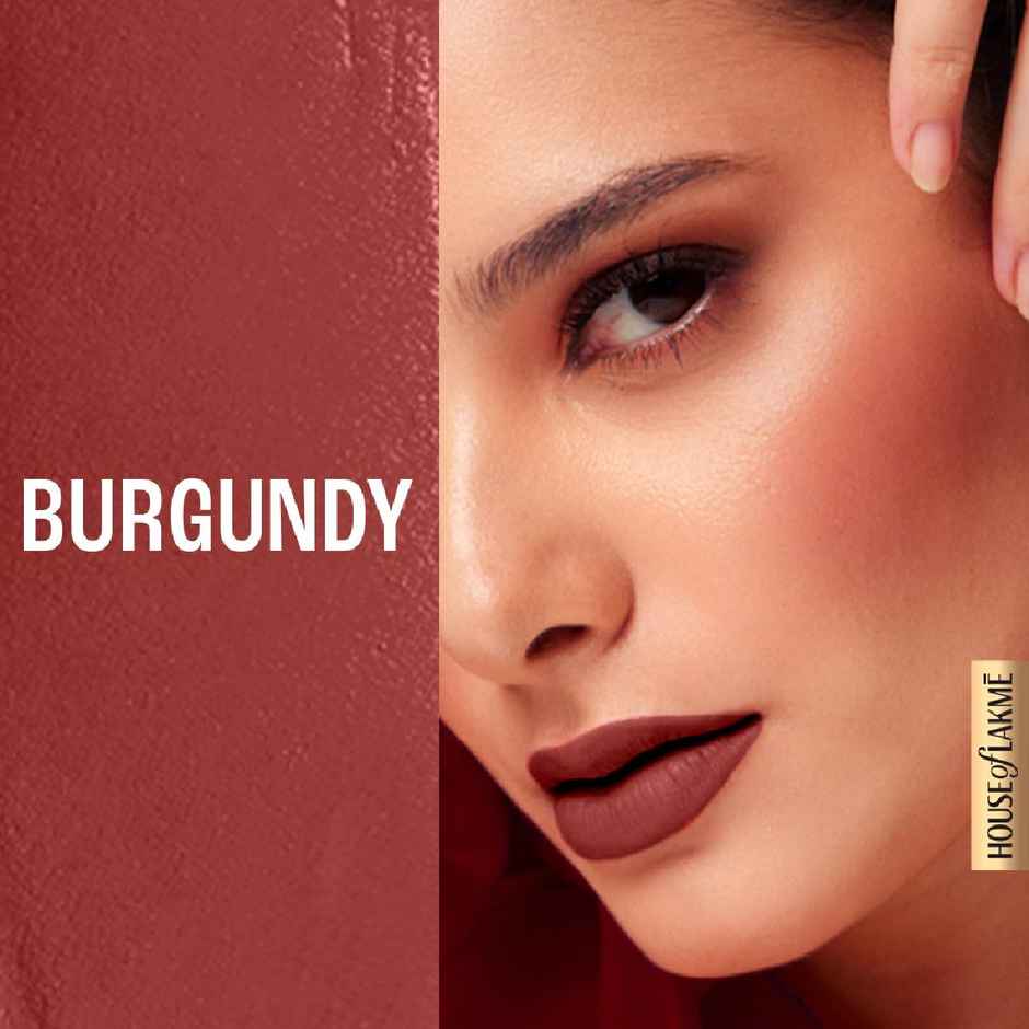 Lakme Double Duty Lip & Cheek Mousse Matte Lipstick & Soft Blush, Burgundy Lush