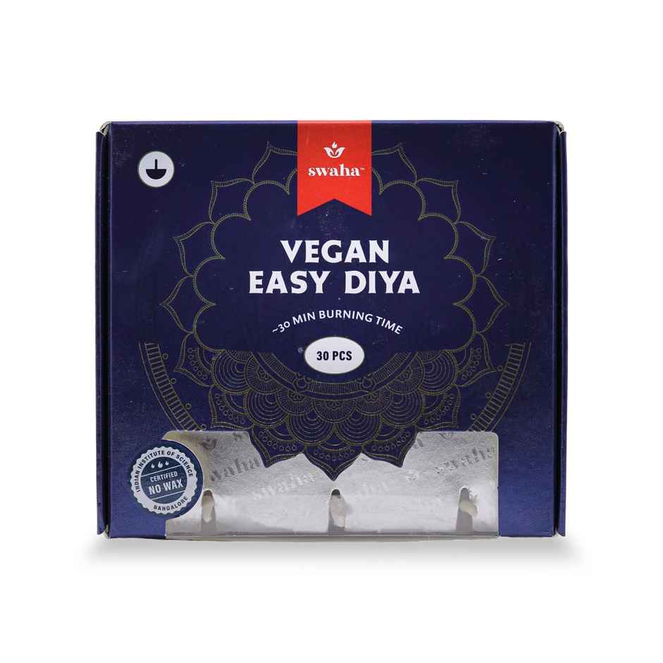 Vanaspati Ghee Easy Diya | White | Traditional | Vanaspati Ghee | Pack of 30 | Diya-Pooja | Swaha