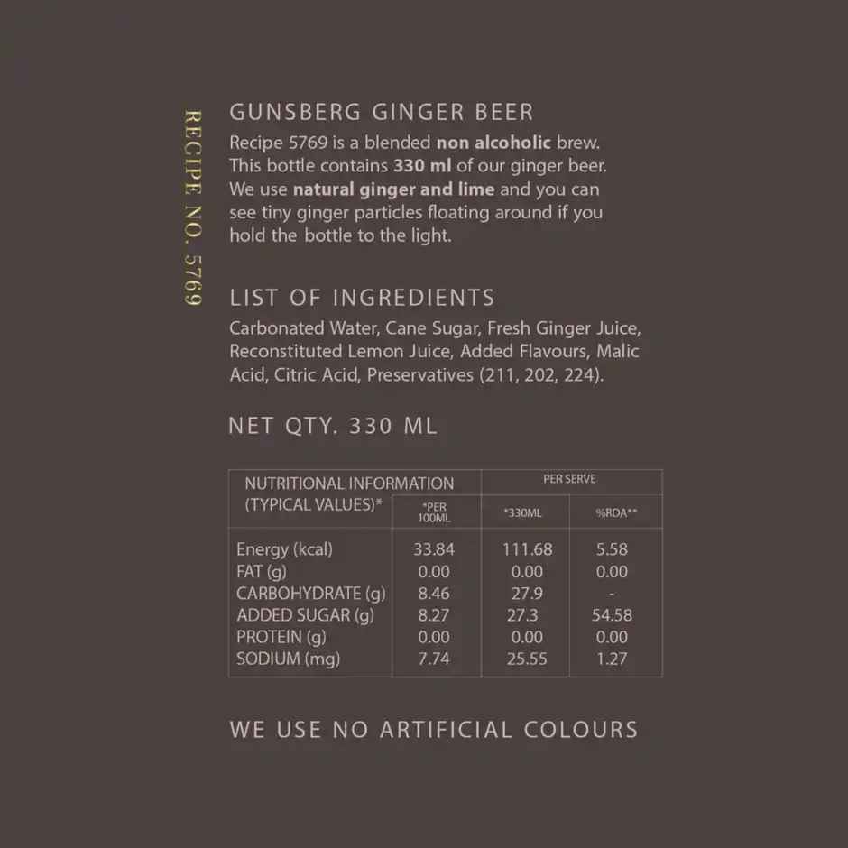 Gunsberg Ginger Beer | Made With Real Ginger