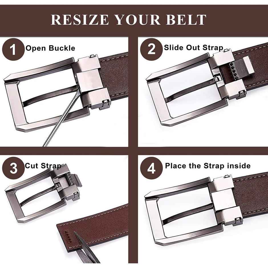 Wildhorn Men's Textured Genuine Leather Leather Belt | Black and Brown - 46 Inches