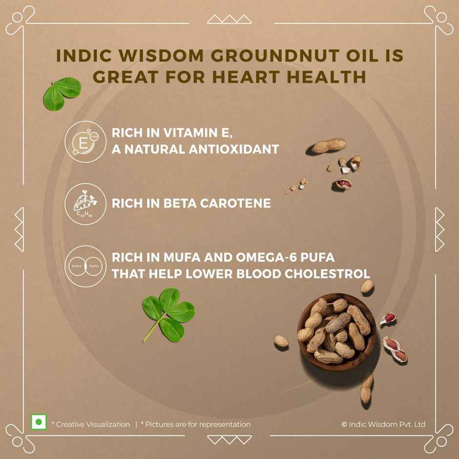 Indic Wisdom Groundnut (Peanut) Wood Cold Pressed - Extracted On Wooden Churner