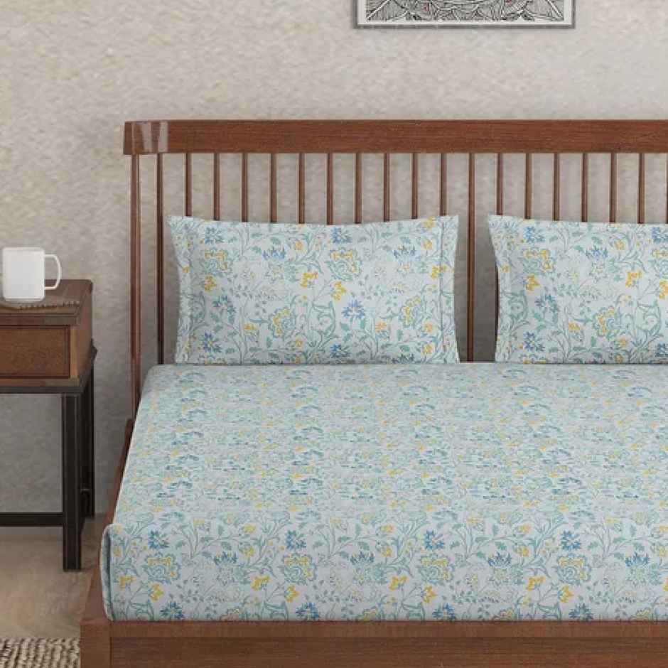 Fabindia Cotton Printed Double Bedsheet With 2 Pillow Covers