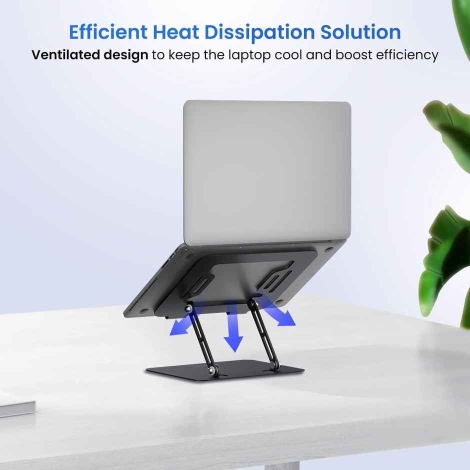 Portronics My Buddy K3 Pro Laptop Stand with Adjustable Height & Angle,Foldable Portable (Grey