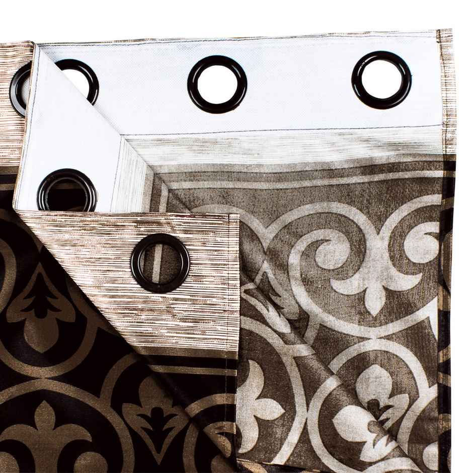 Story@Home 200 GSM Polyester Abstract 2 Piece Door Curtain | Cream & Brown