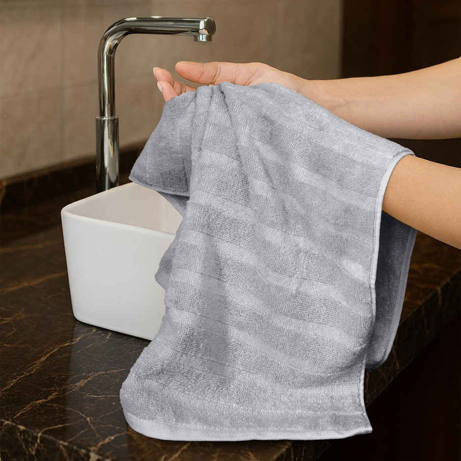 Mytrident Quick Dry Cotton Hand Towel Set | 16 x 28 in | Charcoal Grey
