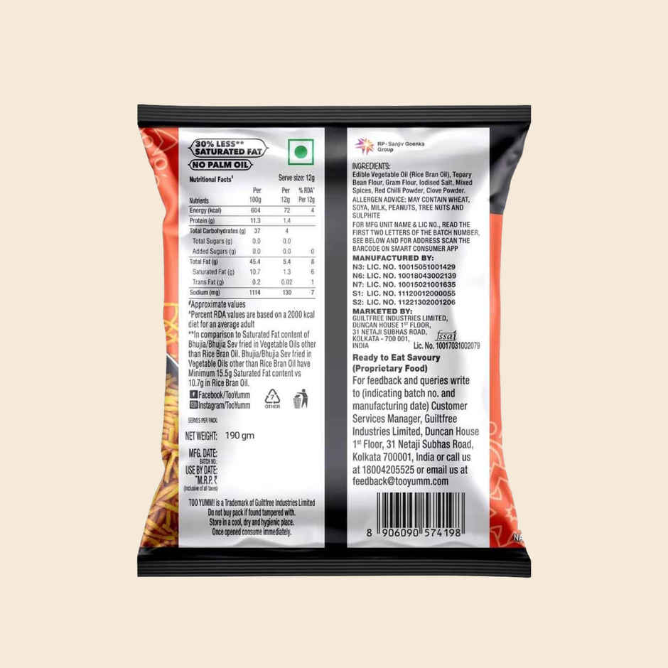 Too Yumm Bhujia Sev Snacks, 30% Less Saturated Fats, No Palm Oil Healthy Namkeen