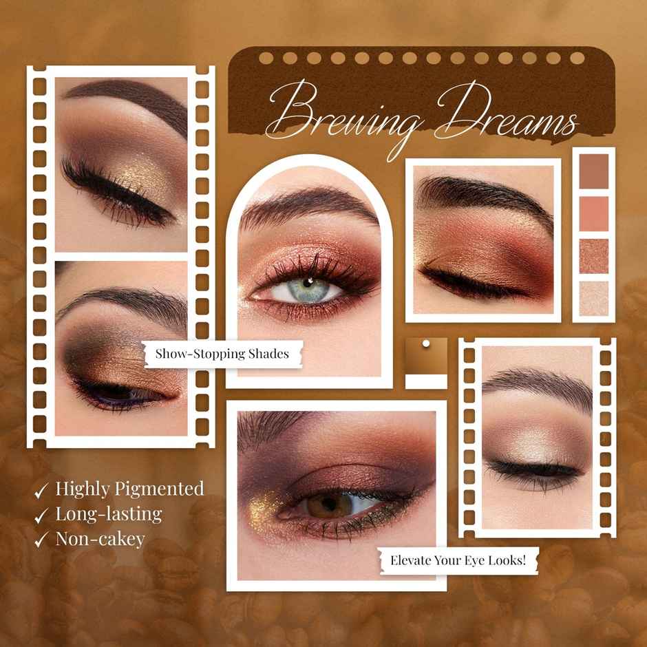 Just Herbs 4In1 Eye Shadow Pigmented Party Wear Non Irritating Pallette Brewing Dreams