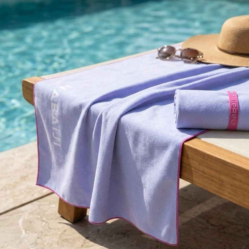 Decathlon Nabaiji Microfibre Quickdry Pool Towel | 210 GSM | Light Purple | 60 x 80 cm