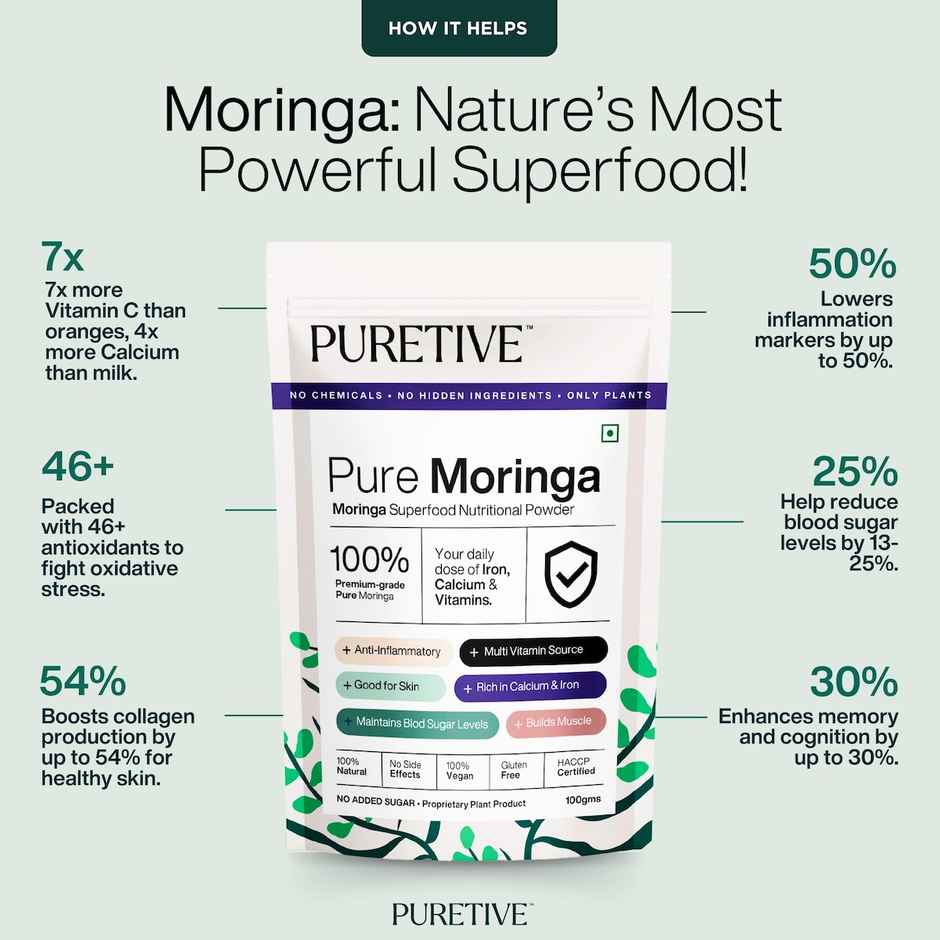 Puretive Pure Moringa Powder for Energy and Immunity
