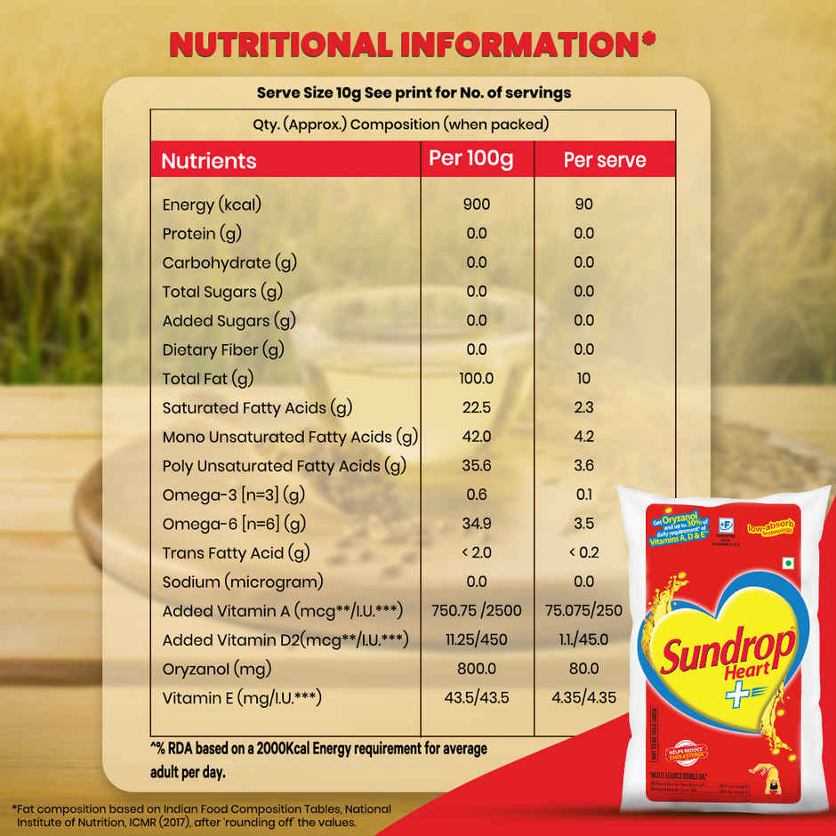 Sundrop Heart Plus|  Helps Reduce Cholesterol | Refined Rice Bran & Corn Oil