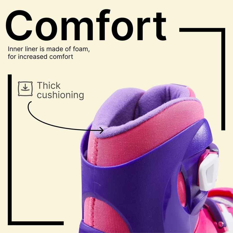Decathlon Oxelo Kids Skating Shoes Inline Size Adjustable | Pink | UK13C-UK1.5
