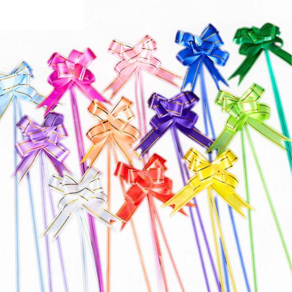 Ribbon Bows - 12 mm - Color May Vary (Pack Of Single Color)