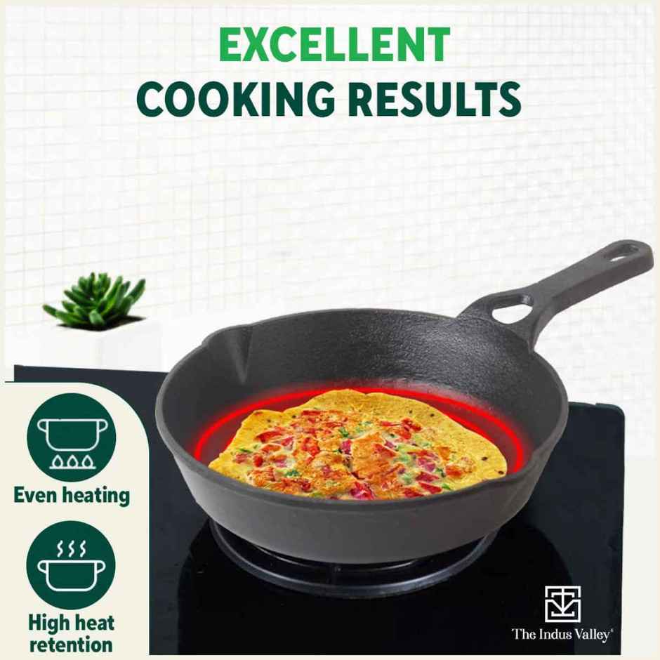 The Indus Valley Iron Fry Pan/Skillet With Long Handle|Very Small, 15.2Cm/6Inch, 0.42Ltr, 1.1Kg
