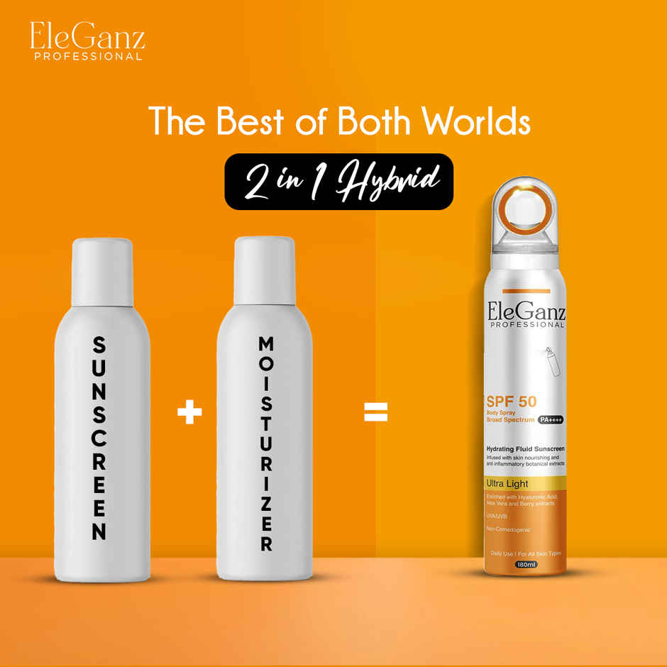 EleGanz Professional Hydrating Fluid Sunscreen Spray For Face & Body | SPF 50 PA++++