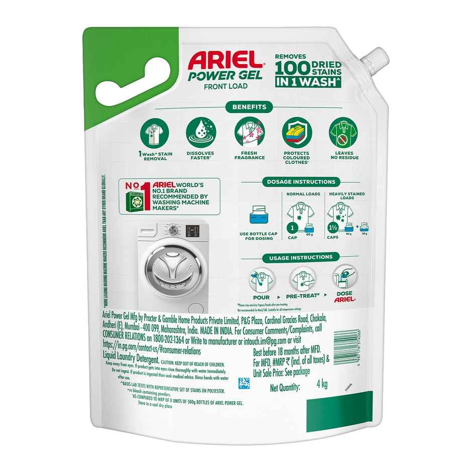 Ariel Power Gel Liquid Detergent for Front load washing machine