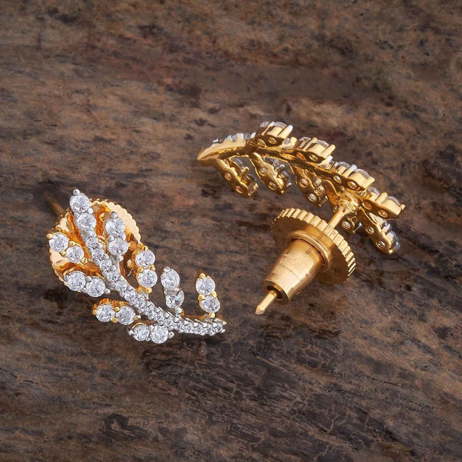 Kushal s Fashion Jewellery White Rhodium Gold-Plated Party Zircon Earring | 425577