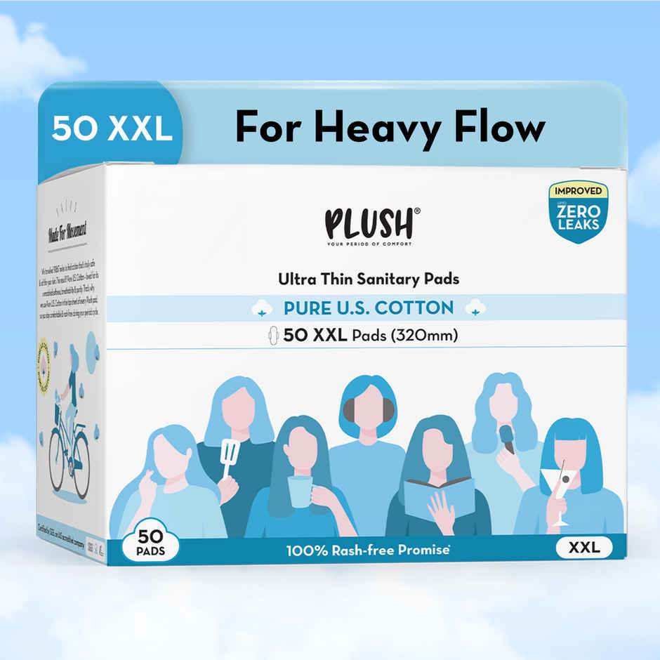 Plush Cramp Relief Heating Patch (2pc) & Plush Rash Free Sanitary Pads 50Xxl | Free Disposal Pouches (1pc) Combo