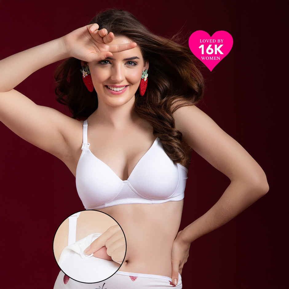 Clovia Women Padded Non-Wired Demi Cup Feeding Bra | White | 34C