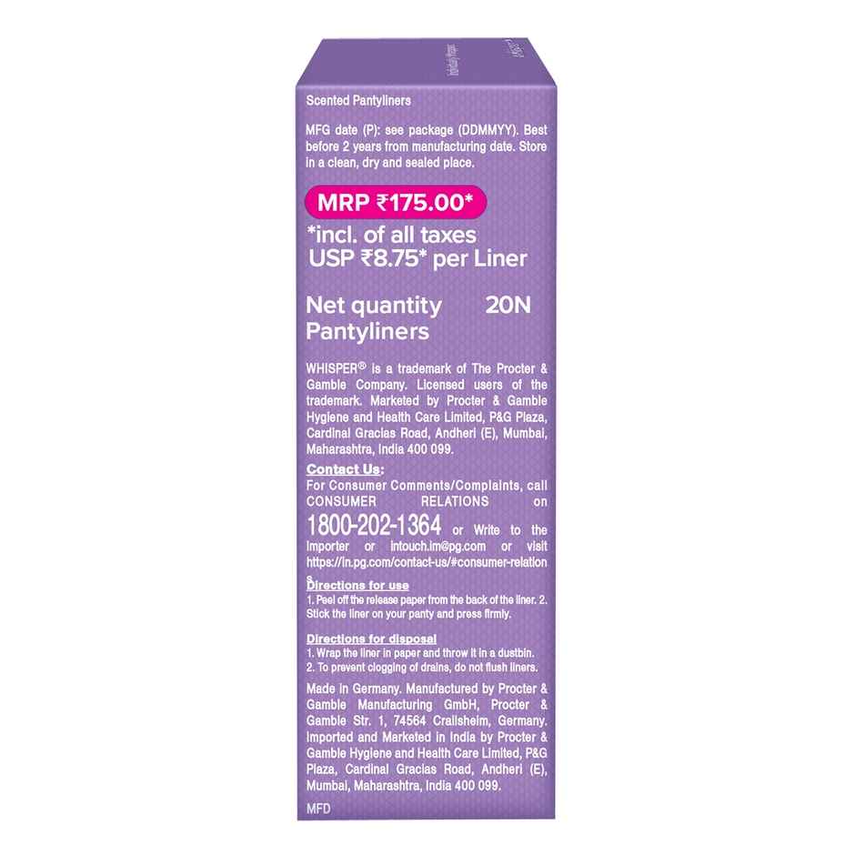 Whisper Clean and Fresh Daily Liners 20 panty liners for women
