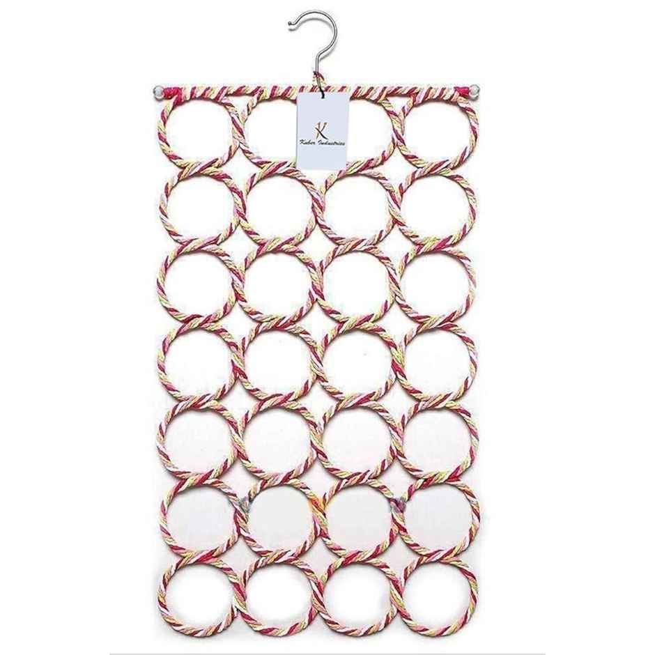 Kuber Industries Single 28 Rings Folding Rope Hanger | Scarf & Belts | KI19590 | Random Color