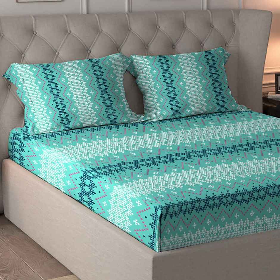 Home Elegance Microfiber Bedsheet Set | Queen Size Double Bed sheet | 2 Pillow Covers | Pixels