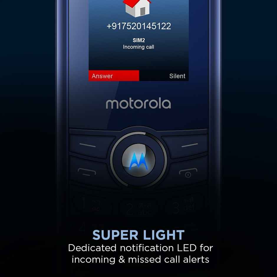 Motorola A100 Single SIM Keypad Phone | Long Lasting Battery | Loud Sound | Wireless FM |Blue