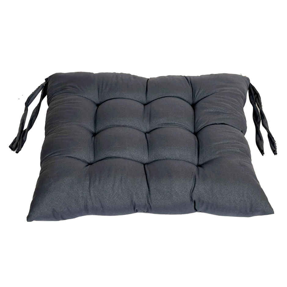 Kuber Industries Pack of 2 Chair Pads | Microfiber Chair Cushion for Office-Home | Grey